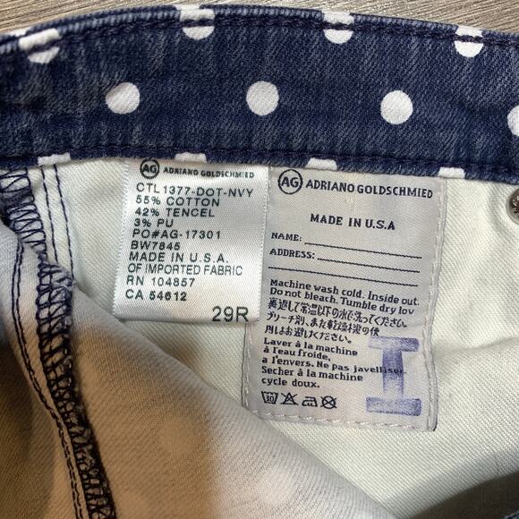 AG Adriano Goldschmied Stevie Ankle Slim Straight Polka Dots Mid Rise Jeans 29R - Picture 8 of 8